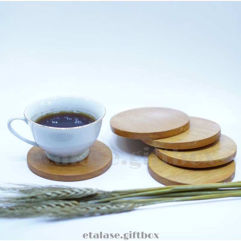 TATAKAN GELAS KAYU/TATAKAN BULAT/TATAKAN KAYU/TATAKAN AESTHETIC/ALAS KAYU