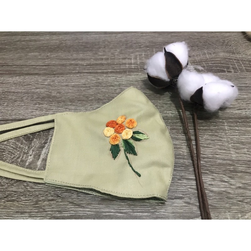 Masker Sulam Benang Warna Hijau Mint