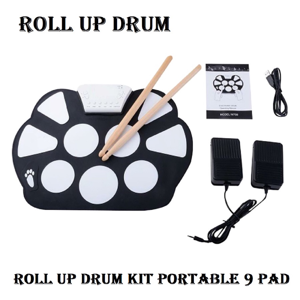 Roll Up Drum Kit Portable 9 Pad Portable Roll Up Drum Pad Set