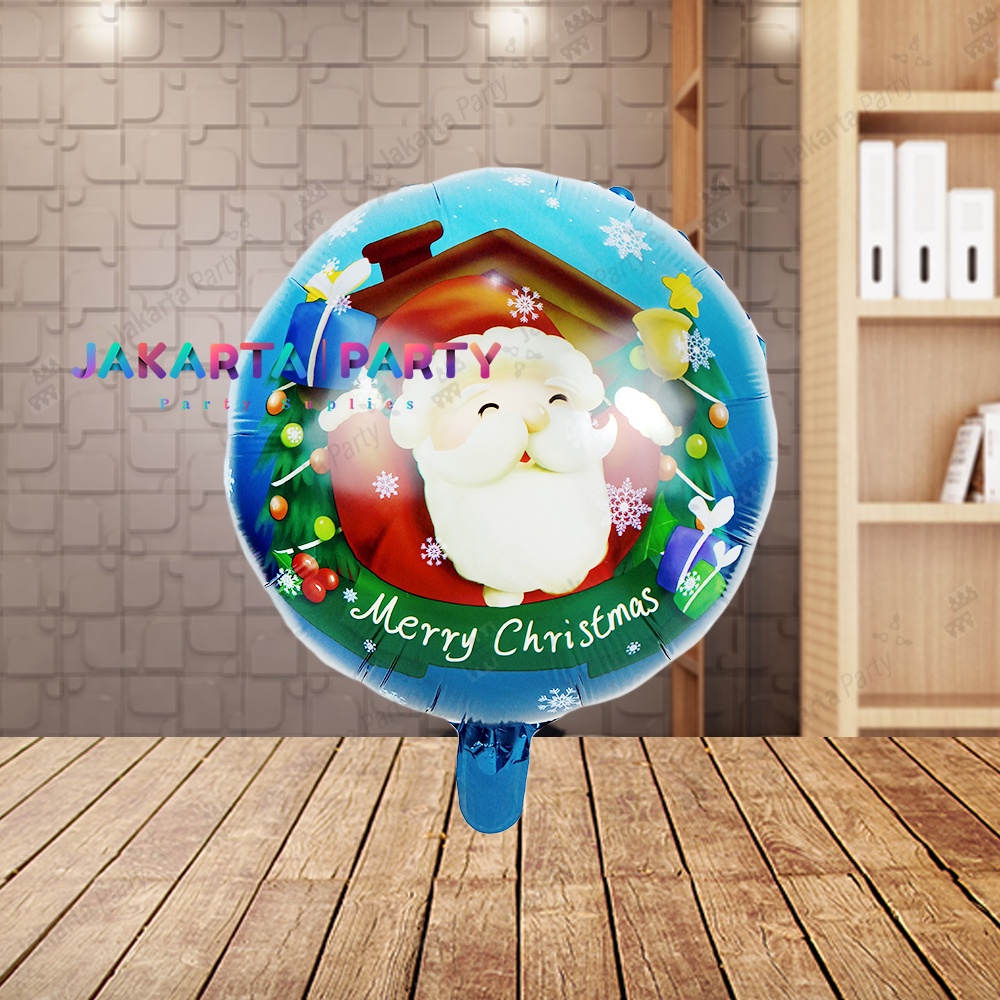 Balon Bulat Natal #1 / Balon Foil Bulat / Balon Foil Xmas / Balon Xmas