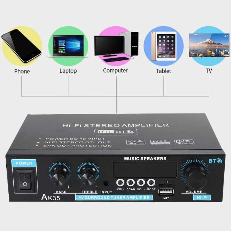 Amplifier Audio Bluetooth HiFi Stereo 2 Channel AK35