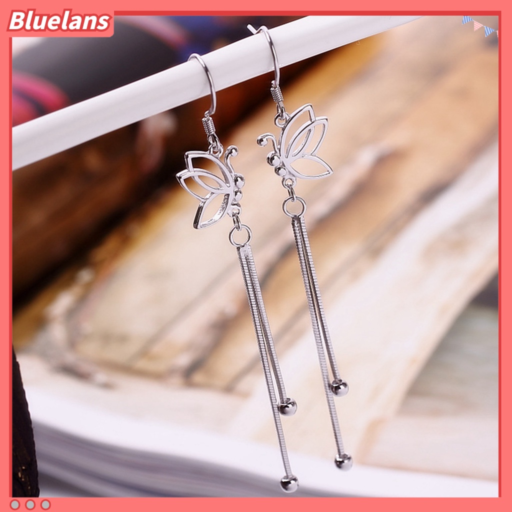 Bluelans Women Elegant Butterfly Dangle Long Chain Line Alloy Hook Earrings Jewelry Gift