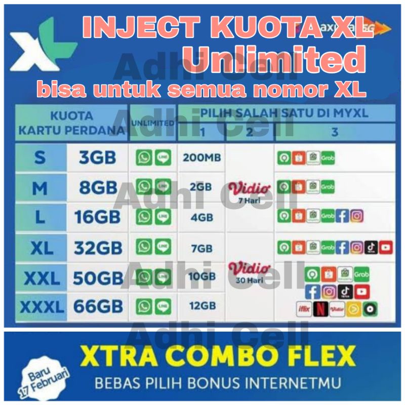 INJECT KUOTA XL COMBO FLEX XTRA UNLIMITED