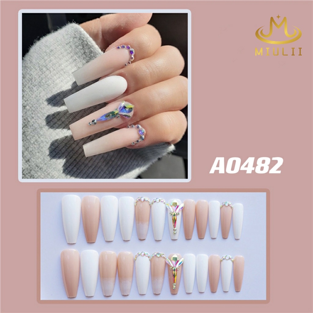 MIULII / KUKU PALSU  A0482  / 24PCS / 3D / NAIL ART / PREMIUM / CUTE / BIRU / FREE LEM JELLY / KUTEK