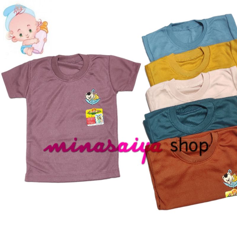 SAMLEO 6 pcs dan 3 pcs Kaos Oblong Bayi SNI Lengan Pendek Polos Warna Uk. S - XL