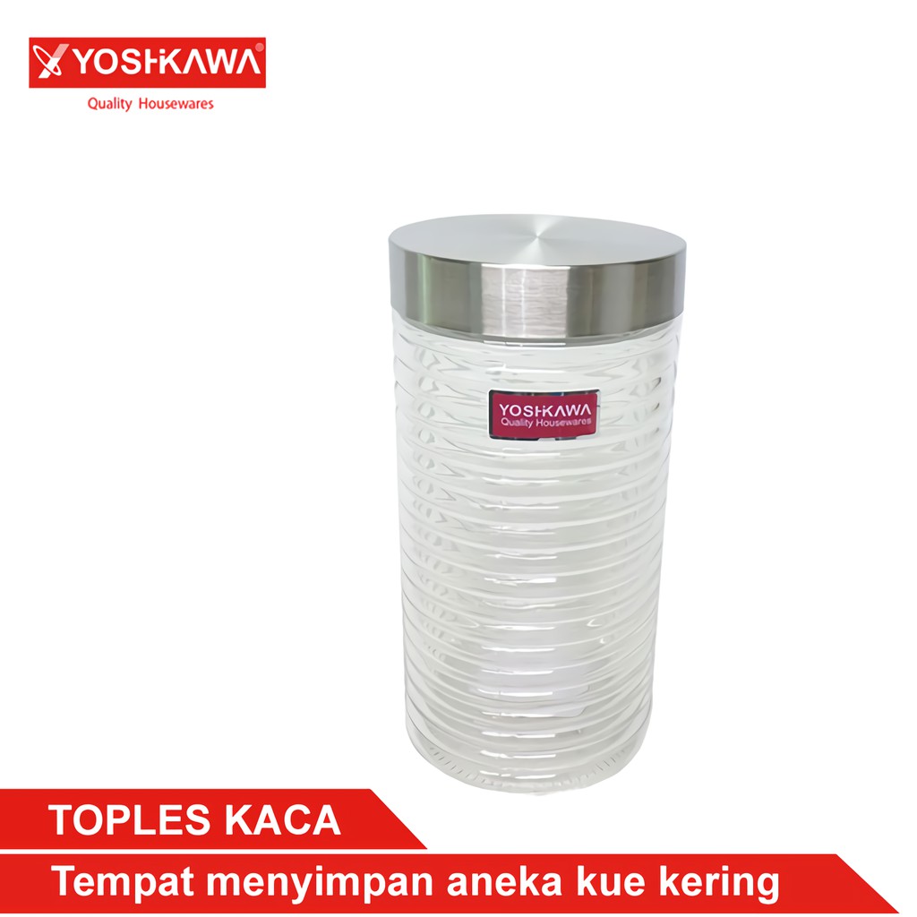 YOSHIKAWA Toples Kaca Model Ulir Horizontal Size M 1500ML Storage Jar EVL-F6004M Clear