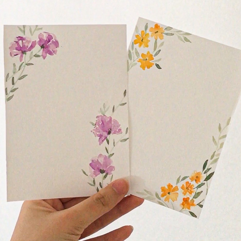 

Kartu Ucapan Handmade Floral A6 Murah - Watercolor - White Paper - Lettering