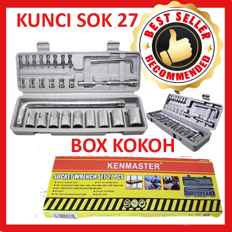 Kenmaster Kunci Sok 27 Pcs - Kunci Sok Socket Kunci Set Motor - KCSO076-3