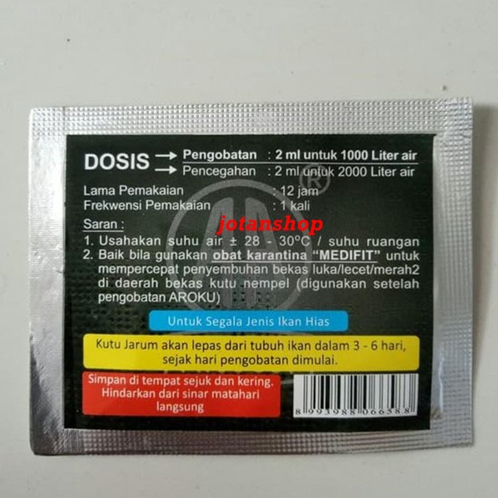 AROKU Obat Anti parasit kutu jarum bulat stress ikan hias arwana koi