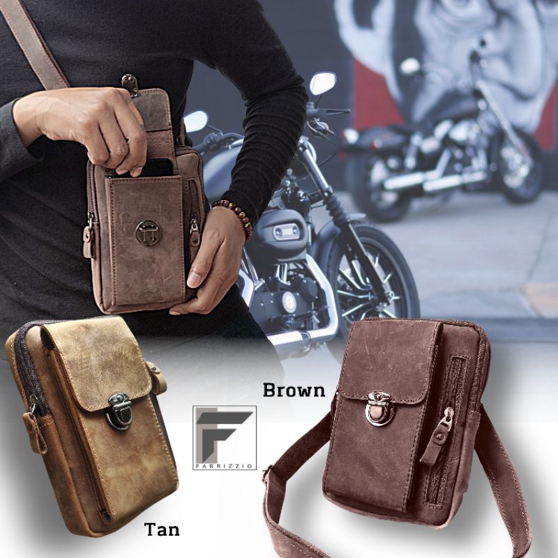 tas pinggang kecil full kulit tas kecil kulit asli-Brivera