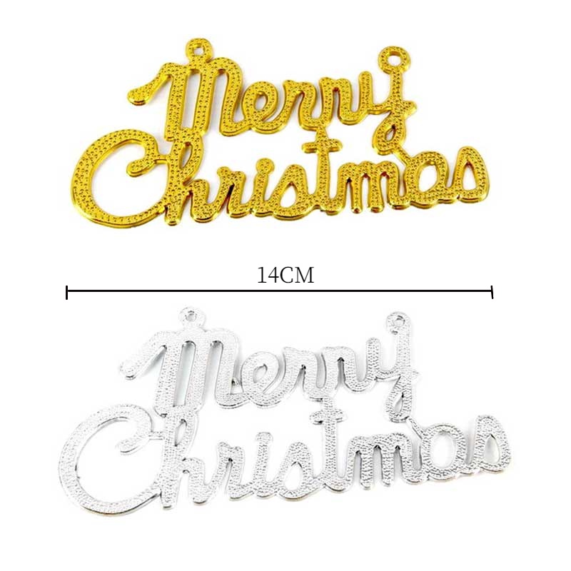 1 Pc Ornamen Liontin Gantung Desain Tulisan Merry Christmas Untuk Dekorasi Pohon Natal