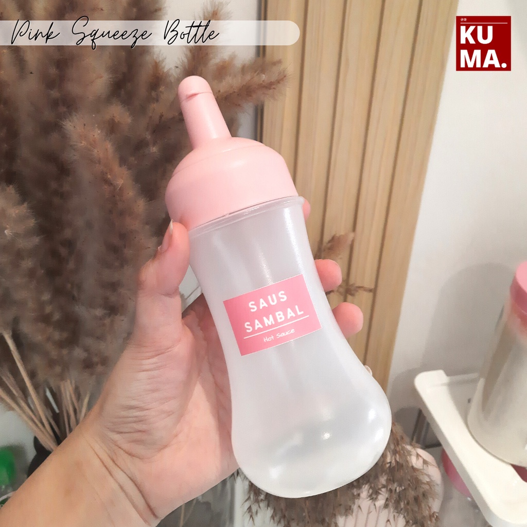 Botol Saus Pink Free Label Stiker 280ml Pinky Sauce Squeeze Bottle Kecap Sambal