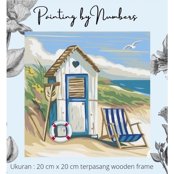 

DIY painting by number 20x20cm kerajinan tangan - BEACH LIFE