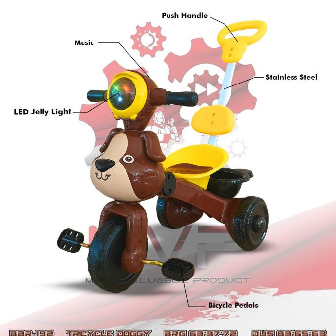 Sepeda Anak Roda Tiga Roda 3 Tricycle Bike Sepeda Dorong Kartun Series - Doggy Paradilachandra5