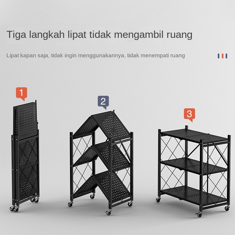 POTE Tanaman Rak/Rak Dapur Balkon Multi-Fungsi Tanpa Instalasi Rak/Penyimpanan Ruang Tamu Rak Stainless Serbaguna