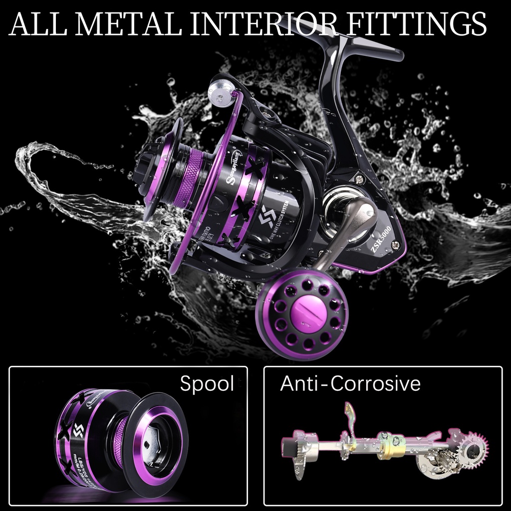 Spinning Fishing Reel Max Drag Full Metal Spool Spinning Reel 12 Ball Bearings 5.0: 1 Rasio Roda Gigi Kanan Kiri Pegangan Inter-changeable Air Asin Gulungan Pancing Air Tawar Gear Tackle Luar Ruangan