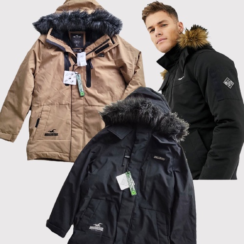 HOLLISTER Jaket Pria Men All Weather Bomber Hood Jacket Black