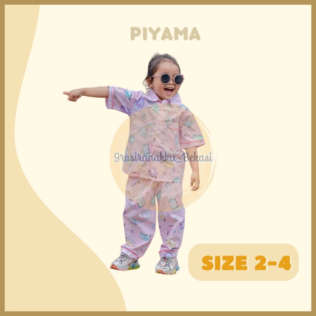 Piyama Anak Lengan Pendek Size 2-4Thn