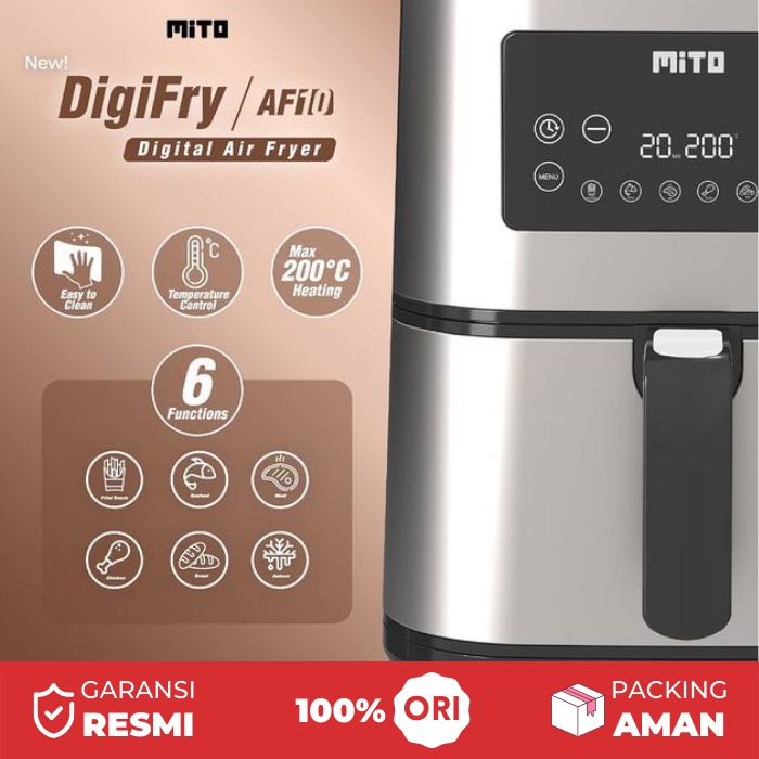 MITO Digital Air Fryer AF10 Grande 6L Low Watt - AirFryer AF 10