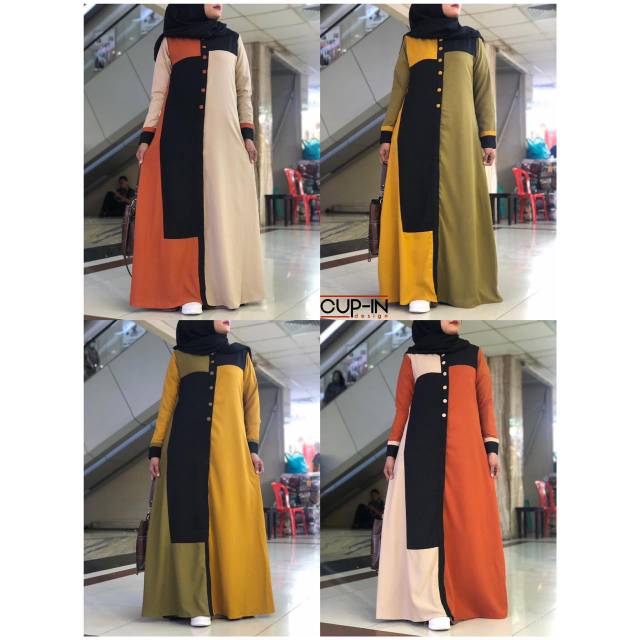 Gamis cup in motif kancing