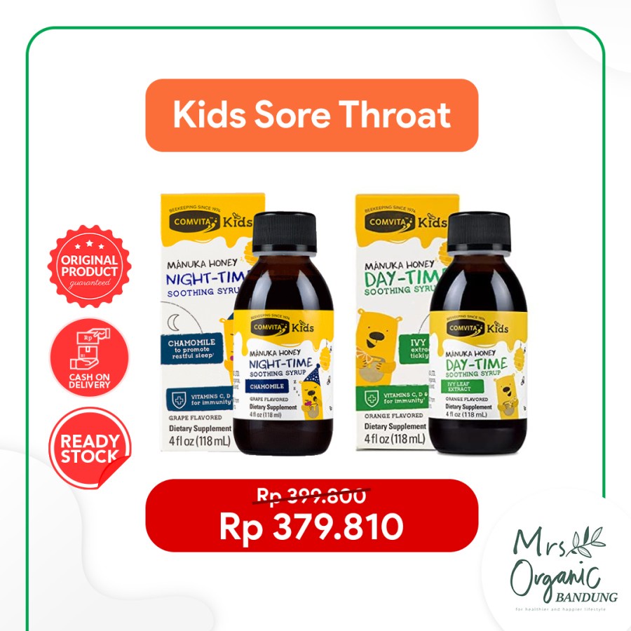 Paket Sore Throat Comvita Kids Night Time+Day Time Soothing Syrup