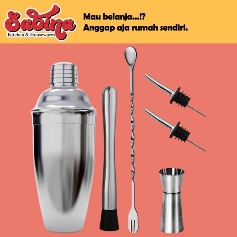 Pengocok Mixer Minuman 6 in1 Bartender Bar Cocktail Set Shaker 500ml