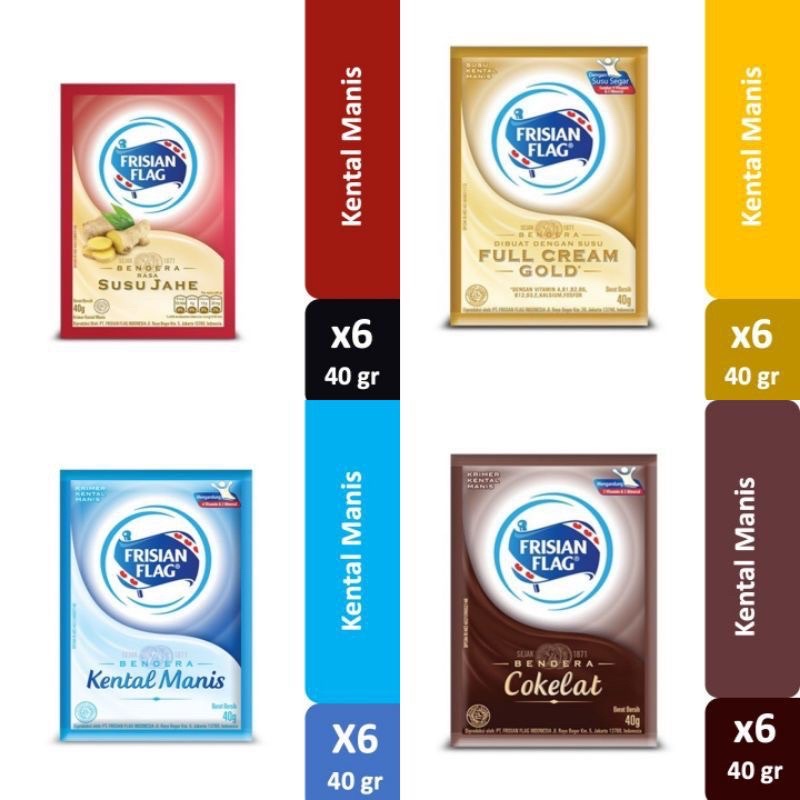 Frisian Flag Putih/Coklat, Susu jahe dan Gold Sachet