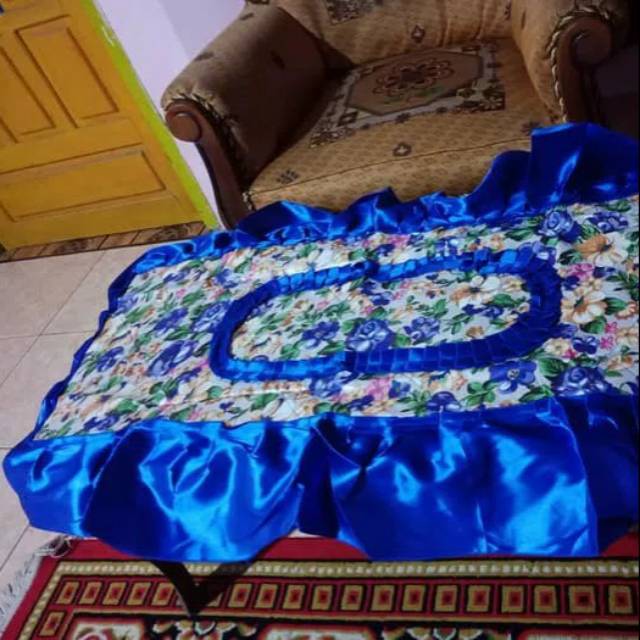 taplak meja tamu kain biru