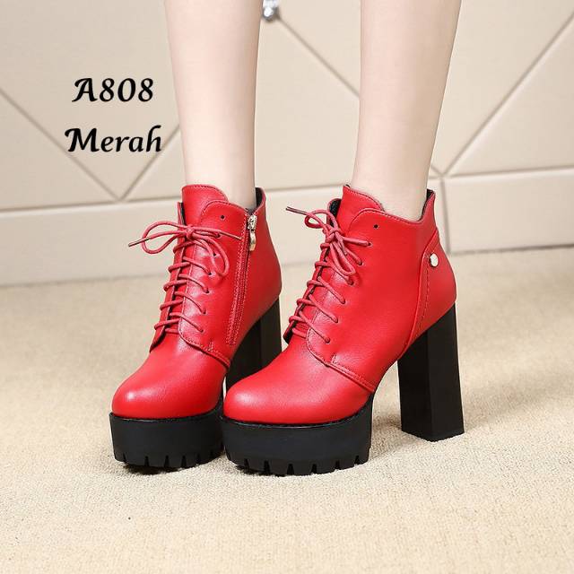 SEPATU BOOTS WANITA IMPOR HIGH BLOCK KOREA #A808