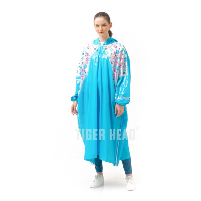 Jas Hujan Wanita Gamis Muslimah Hijaber Terusan Rok TIGER HEAD CHARIVA - Biru Muda(P1C5) Jas Hujan R