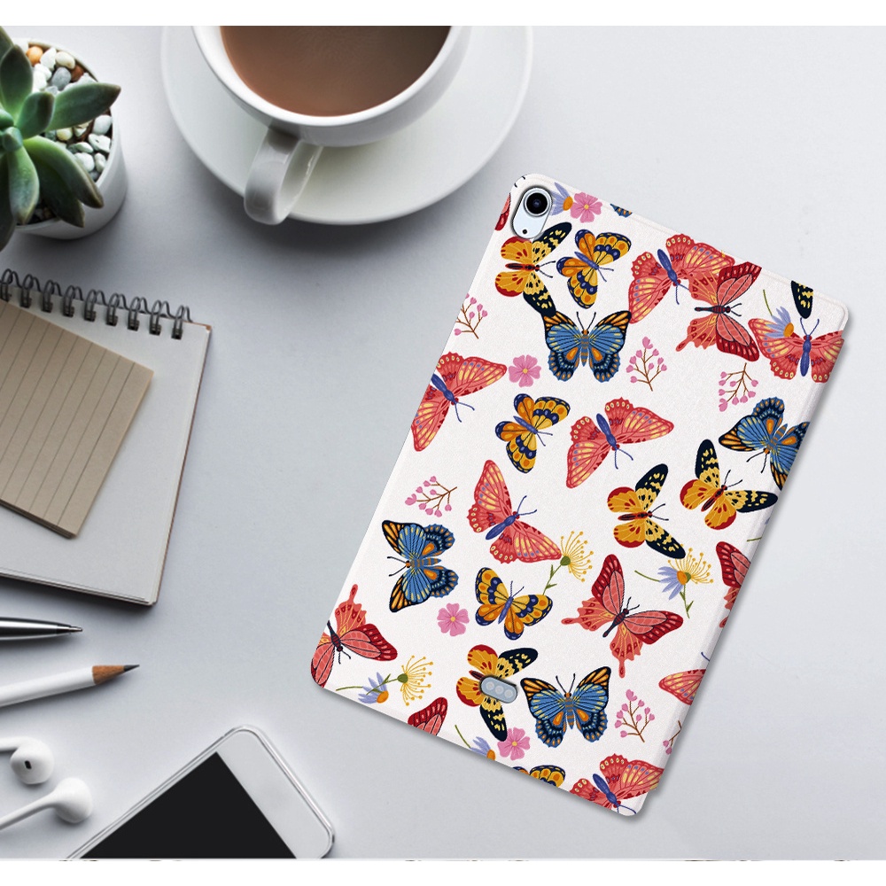 Casing Tablet Untuk iPad Air4 3 2 1 2020 2019 iPad Pro 10.5 iPad 9.7 2018 2017 Fashion Flip Leather Casing Fancy Color Butterfly Series Stand Cover