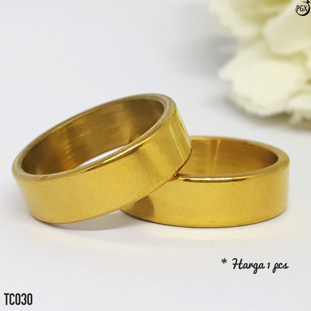 PGX Cincin Titanium Couple Emas Tunangan Aksesoris Fashion Perhiasan Anti Karat - TC030