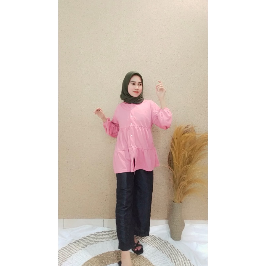 FC- TUNIK DANNY | TUNIK WANITA MUSLIM MOTIF POLOS LONG FULL KANCING BUSUI