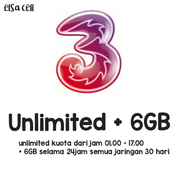 Paket Data Tri Unlimited + 6GB