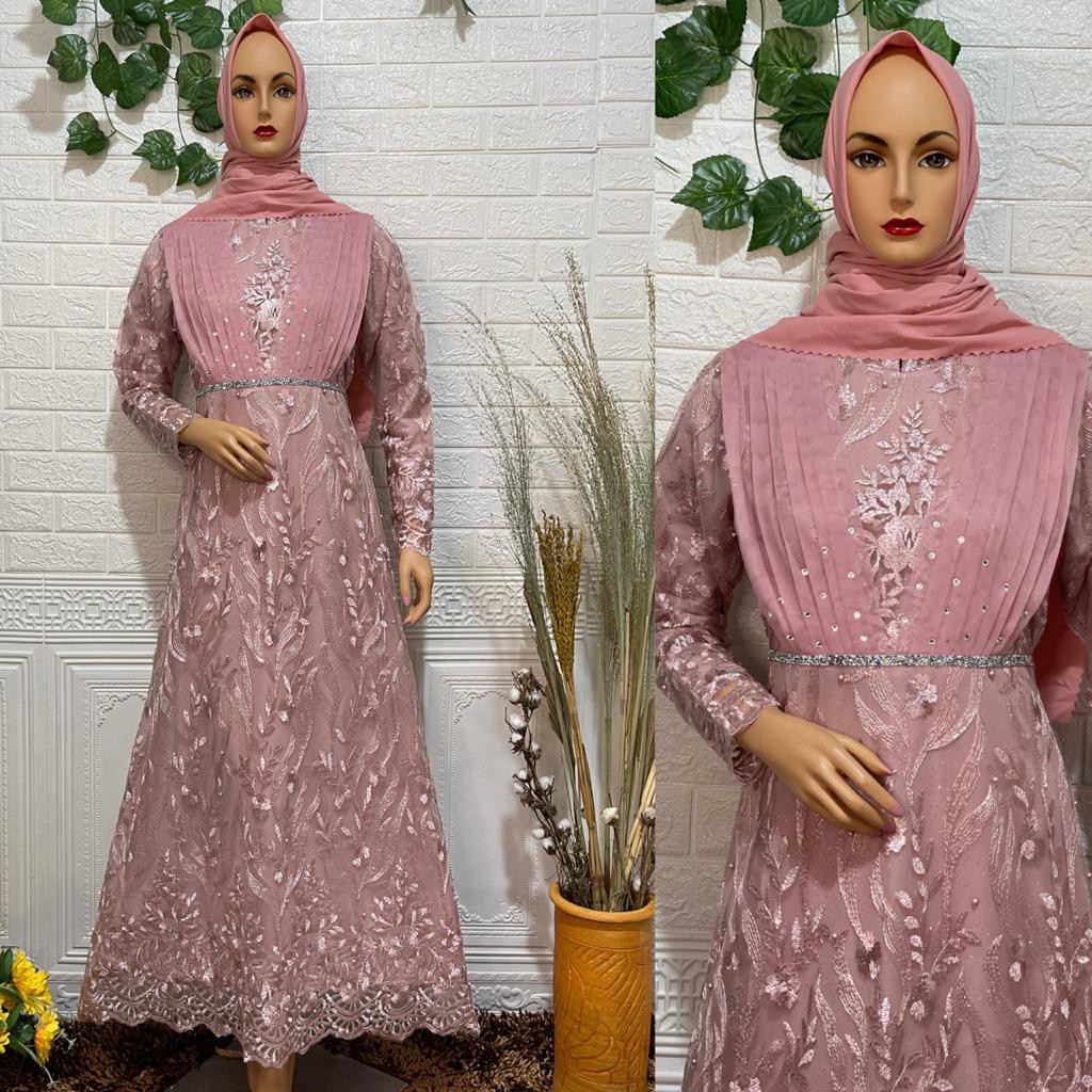 TERBARU LONG DRESS PRINCES TULLE MUTIARA BORDIR / DRESS PESTA