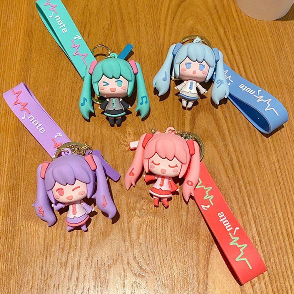 QUINTON Miku Hatsune Gantungan Kunci Perhiasan Hadiah Miniatur Mobil Gantungan Kunci Anime Jepang Darah Panas Anime Key Ring