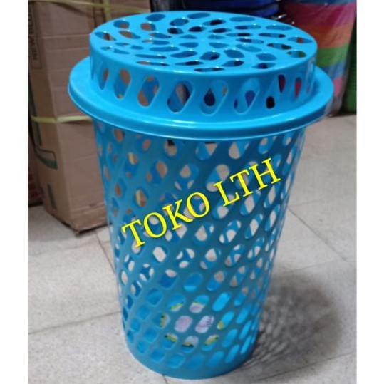 KERANJANG BAJU KOTOR LUBANG / RIGEN PAKAIAN LAUNDRY TUTUP /  TRIBLY BASKET GREEN LEAF