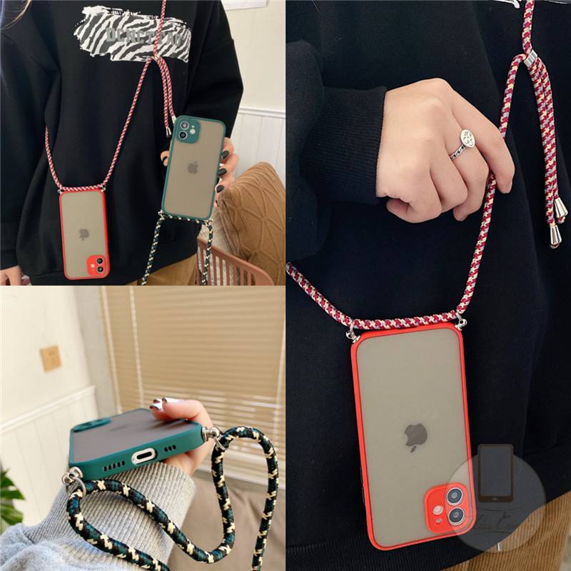 Case Casing Soft Case Silikon tpu Lanyard Strap  Pelindung Lensa Kamera Warna Macaron Matte Dengan T