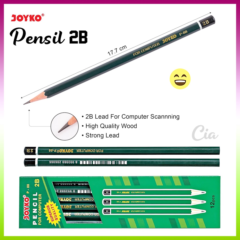 

Pensil Kayu 2B Joyko Pencil Tulis Sekolah Serut Hijau P88