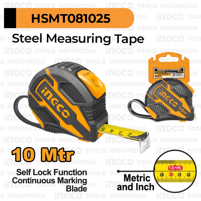 Jual Meteran Tangan INGCO HSMT081025 10 M Meteran Manual Ukur Besi 10m ...
