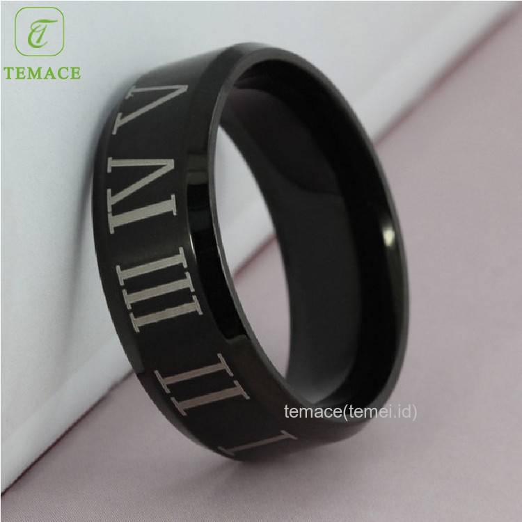 cincin titanium steel desain buddha mammon mantra warna hitam untuk pria