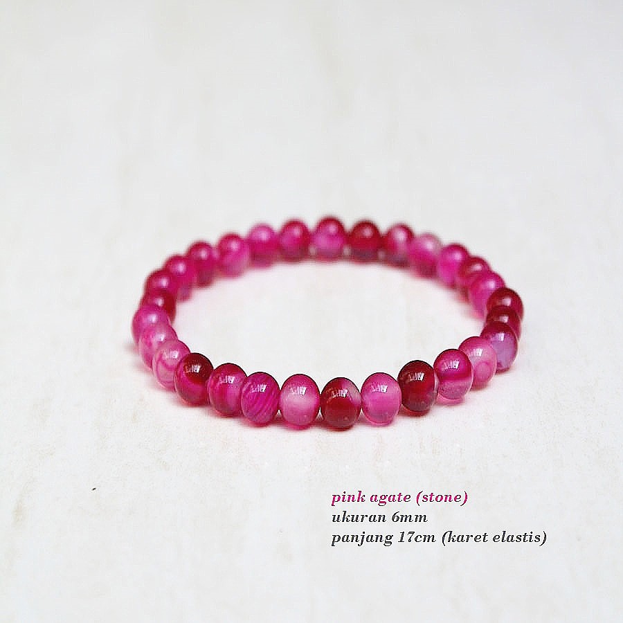 gelang pink agate 6mm