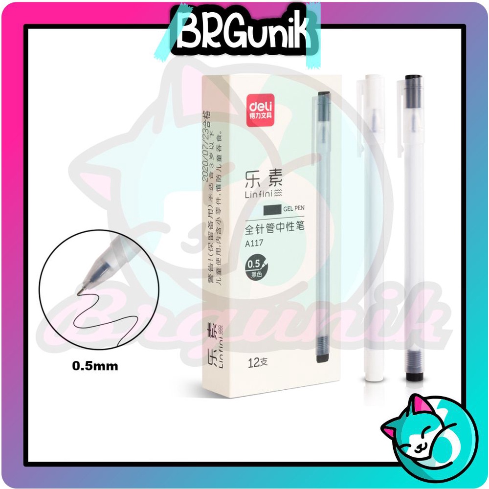 BRGUNIK Gel Pen Pulpen Gel warna Hitam 0.5mm S015