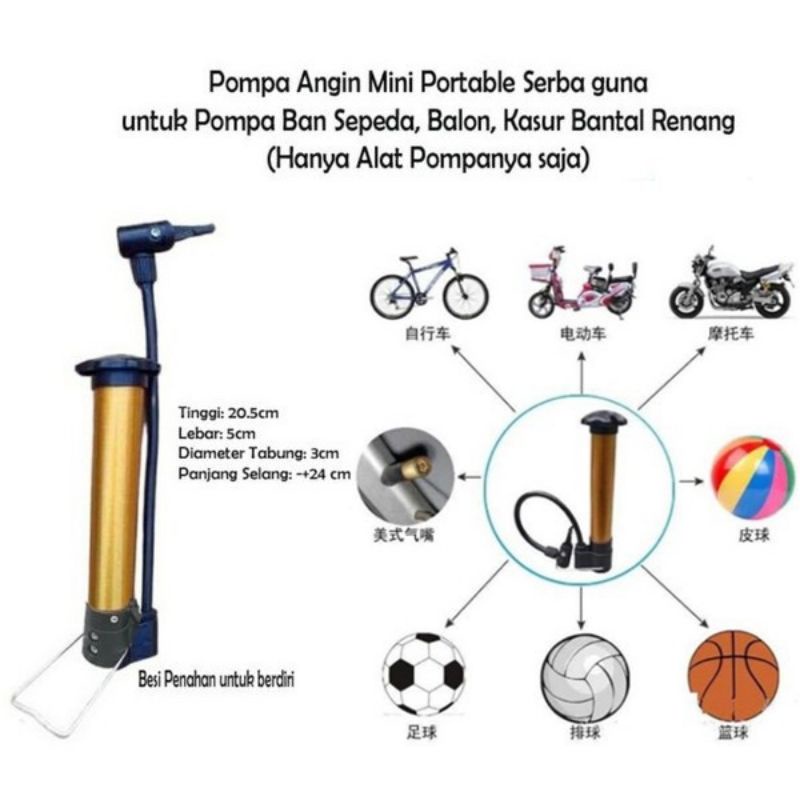 Pompa ban sepeda motor mini portable