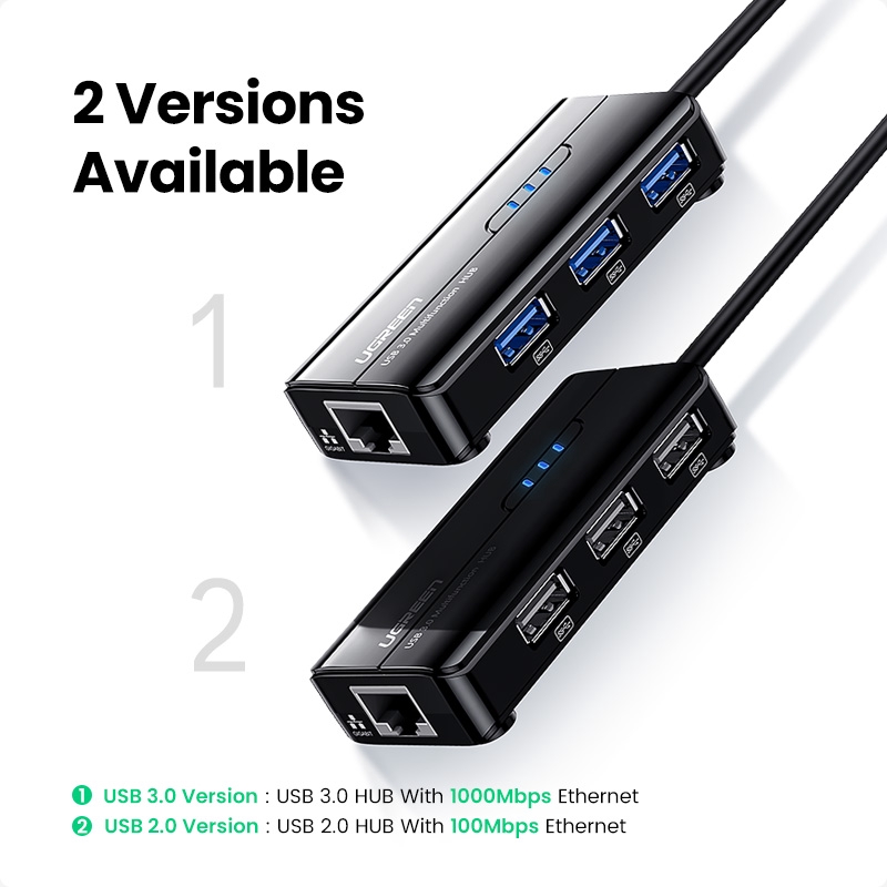 【Stok Produk di Indonesia】Ugreen Adapter usb hubJaringan LAN Ethernet USB 3.0 1000Mbps Untuk xiaomi mi box Mac OS Chromebook Nintendo Switch Windows 10 Laptop