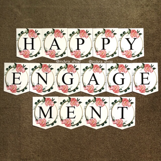 Bunting Flag Bendera Banner Huruf Tulisan Happy Engagement