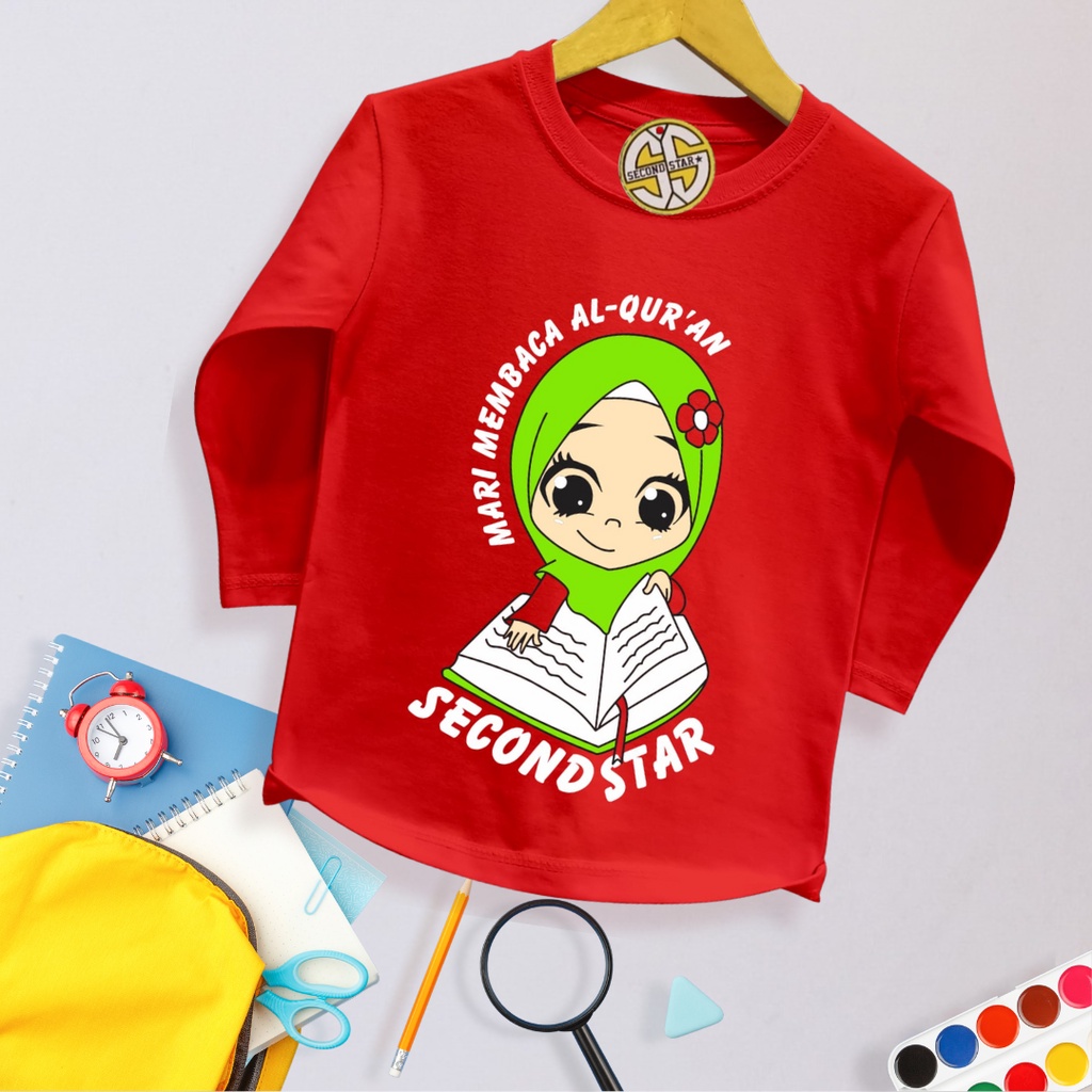 (S-M) Secondstar Kaos Tangan Panjang Anak Laki laki Perempuan Umur 1-4 Tahun Bahan Cotton -AMR153