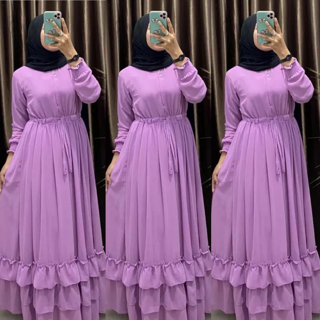 diana maxi ceruty bebydoll/ gamis syarii ceruty susun /gamis ceruty umpak