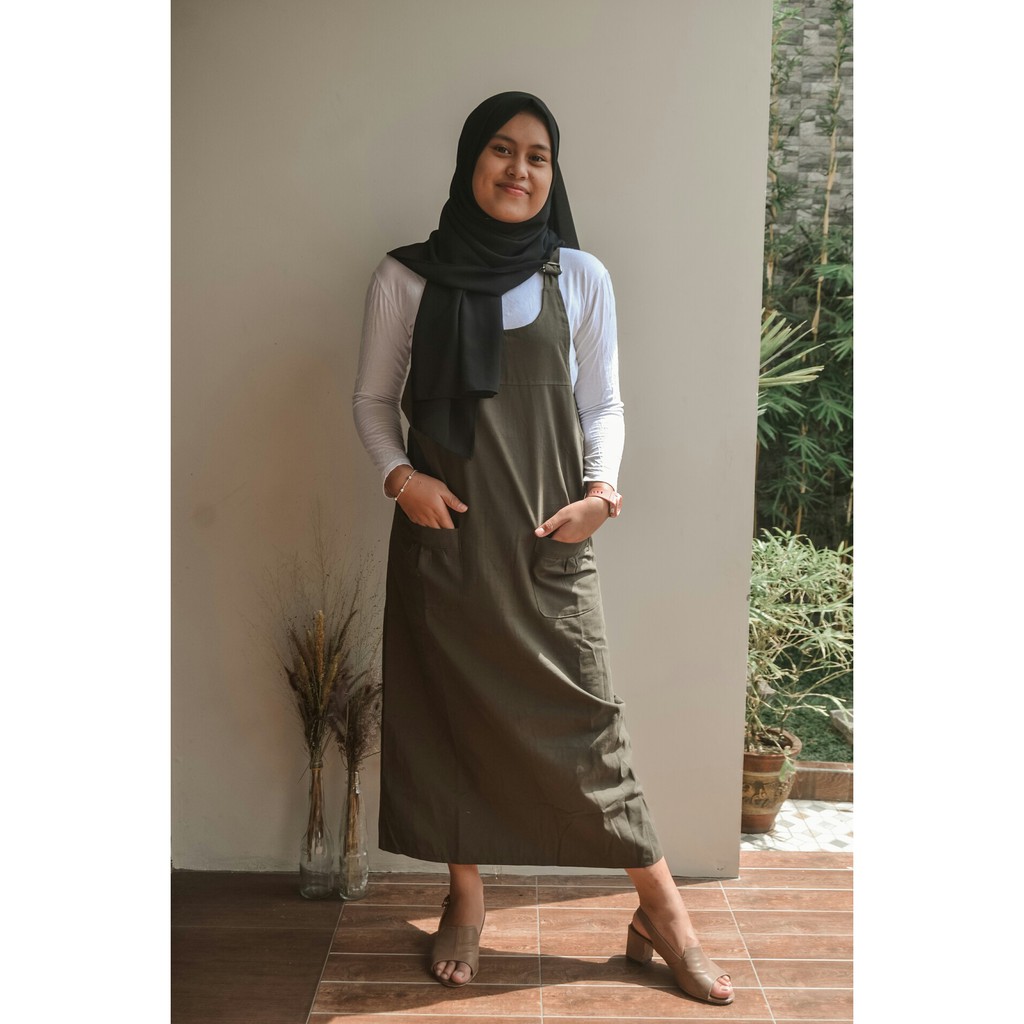 overall  rok panjang7/8 katun canvas polos