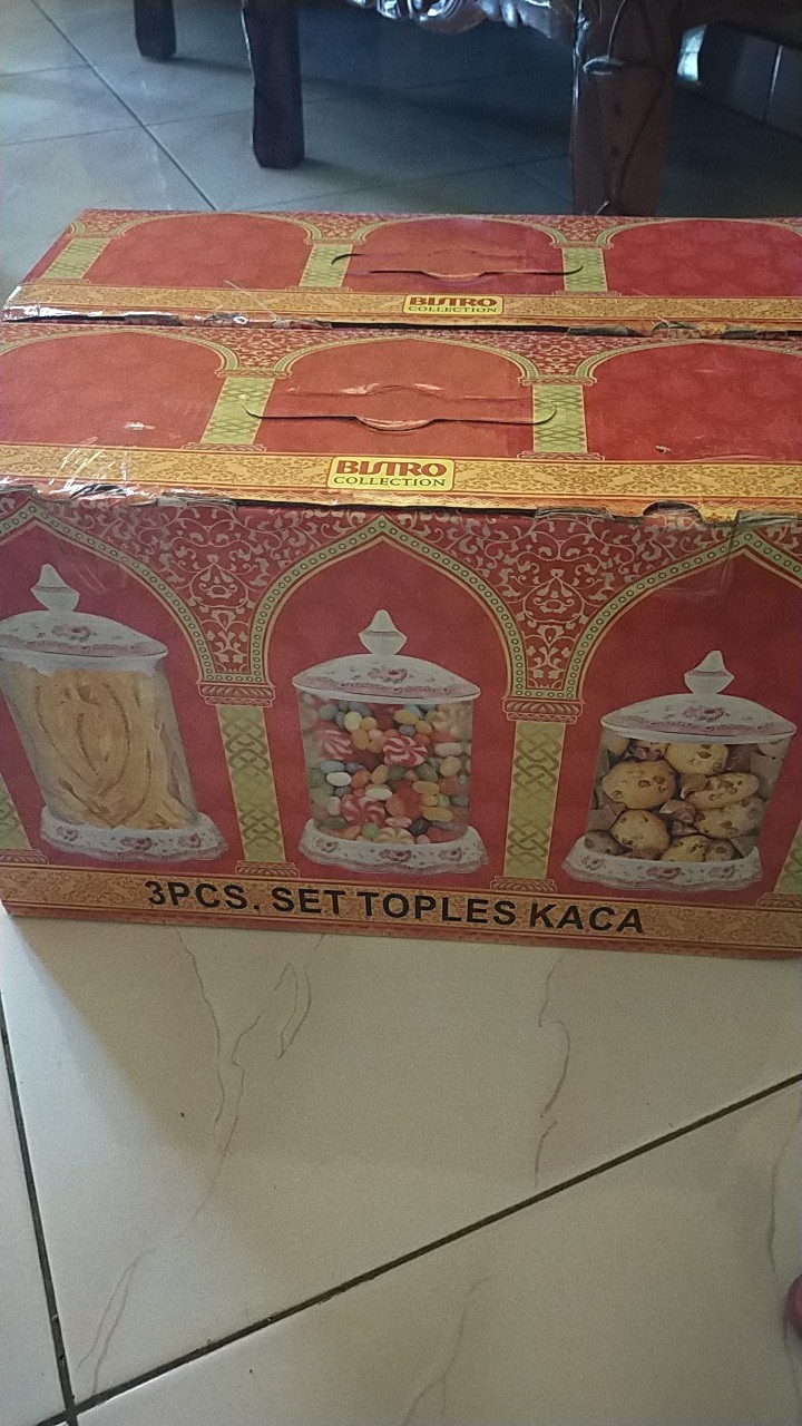 Toples Kaca Set / Keramik  Motif Isi 3set / Rosegarden Bistro 1833